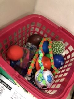 Basket of fidget toys.