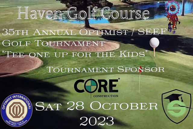golf tournament postcard with event details